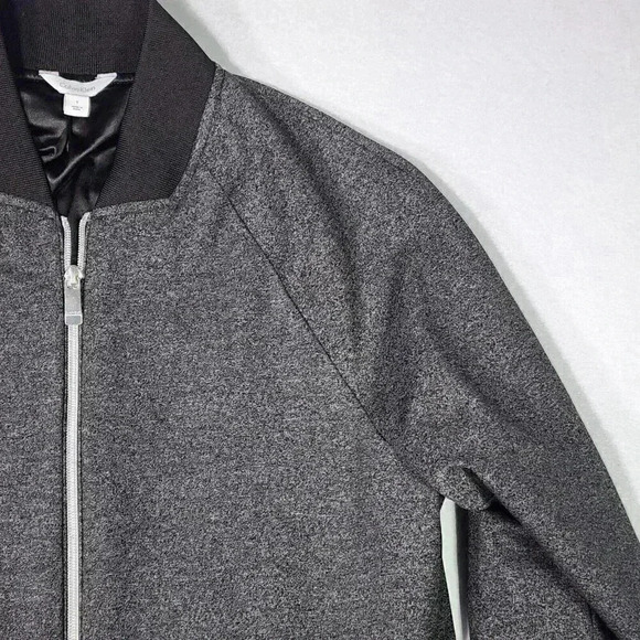 Calvin Klein Bomber Jacket Mens Small Gray Knit Lined Inside Pocket Stretch - Picture 4 of 16
